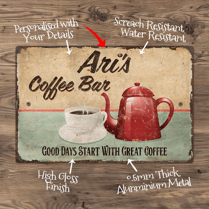 Home Bar And Coffee - CIFbuy – металлическая табличка для кофейни