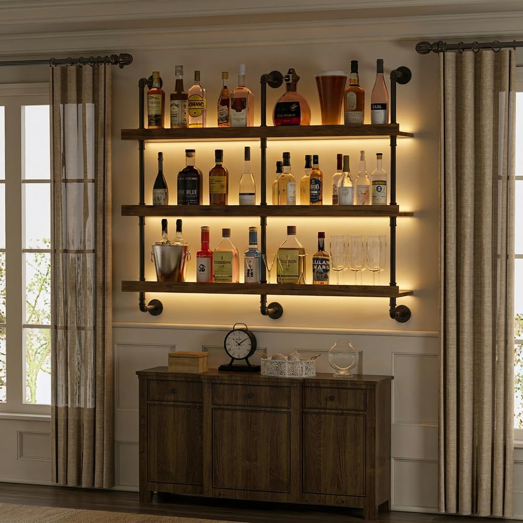 Настенная винная полка с LED-п – обзор и цена Home Bar Shelves
